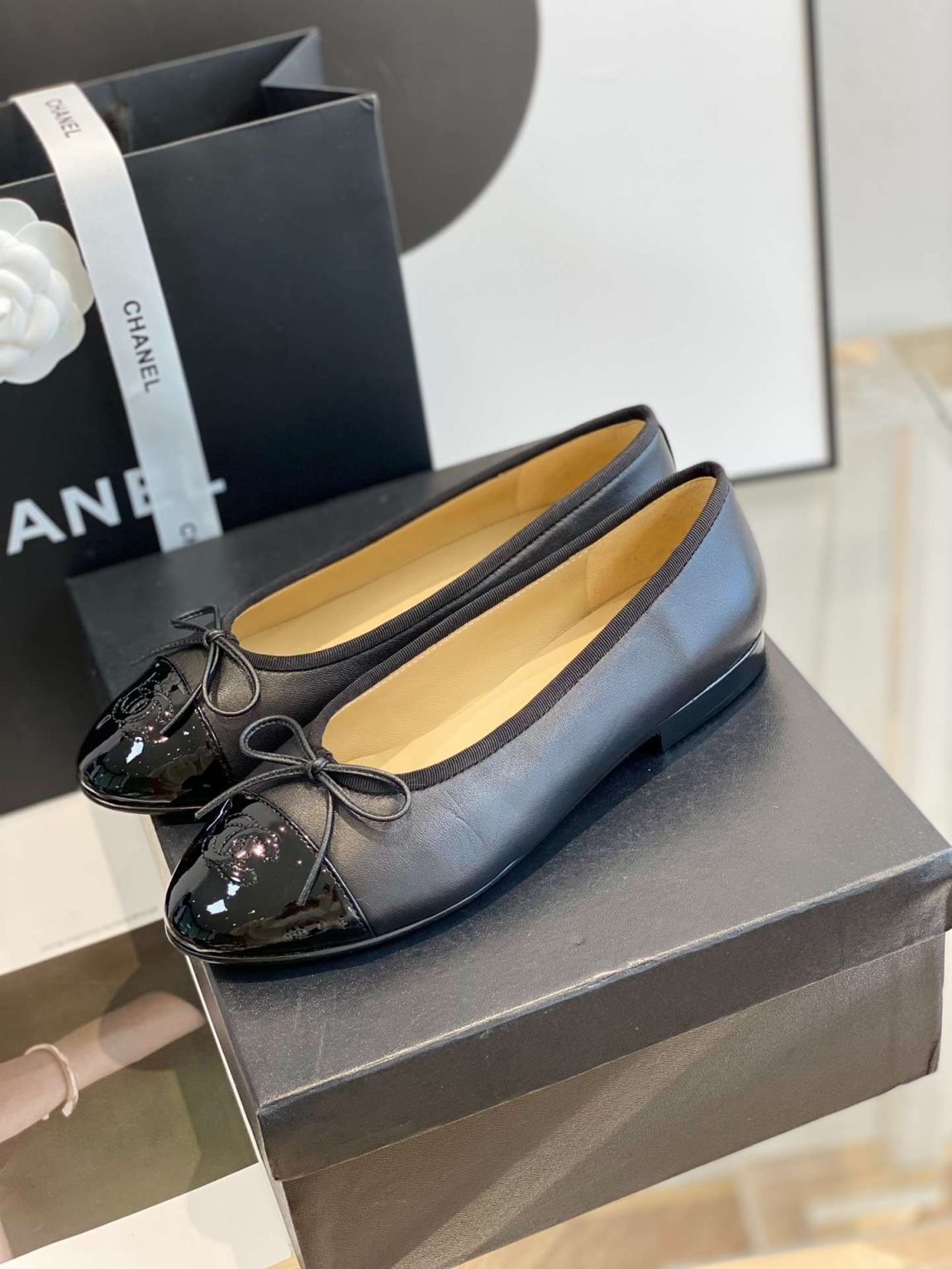 Chanel Ballet Flats Black For Women G02819 Y01552 94305