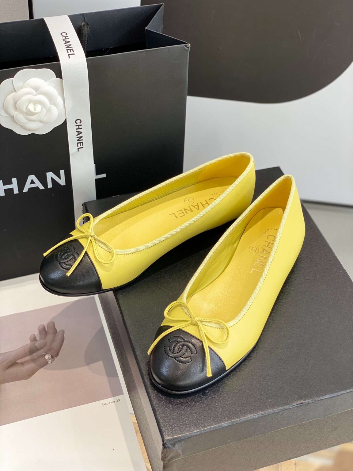 Chanel Ballet Flats Yellow For Women