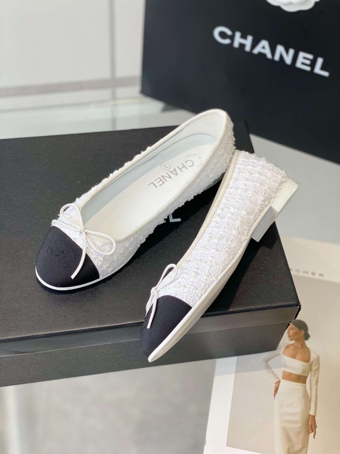 Chanel Ballet Flats White For Women