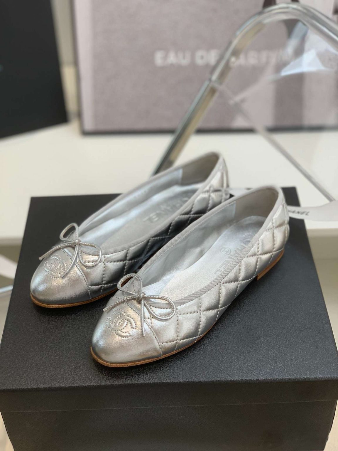 Chanel Ballet Flats Silver For Women