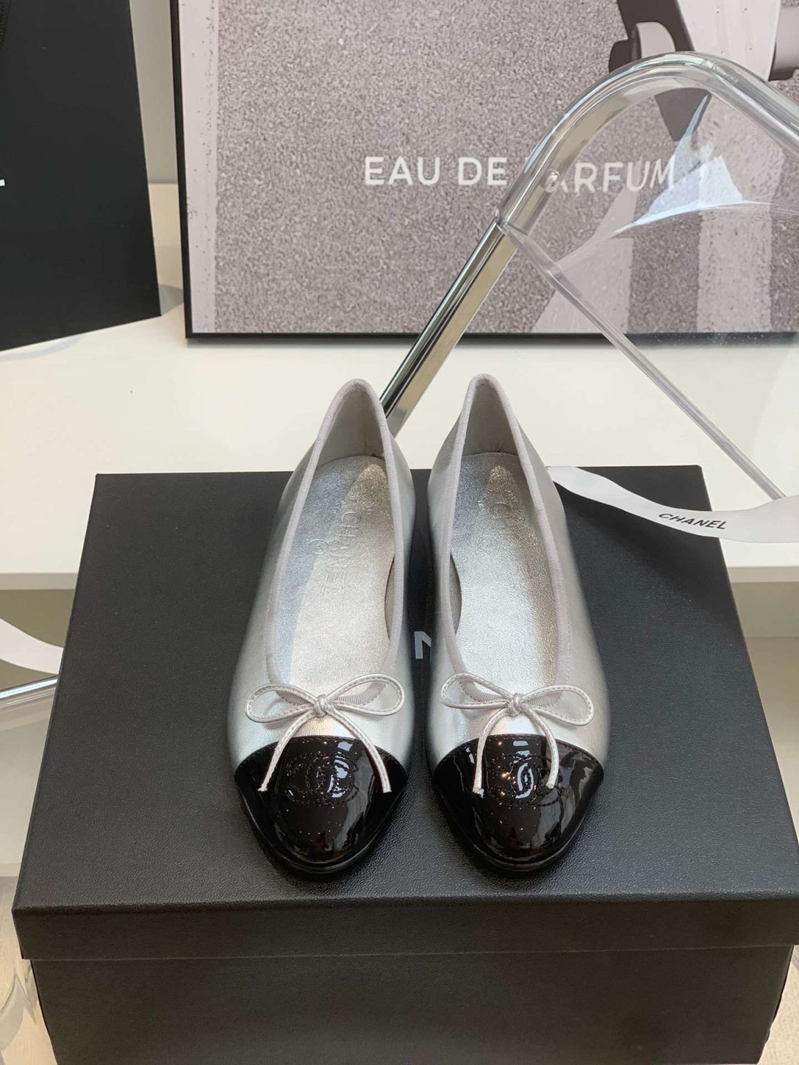 Chanel Ballet Flats Silver For Women