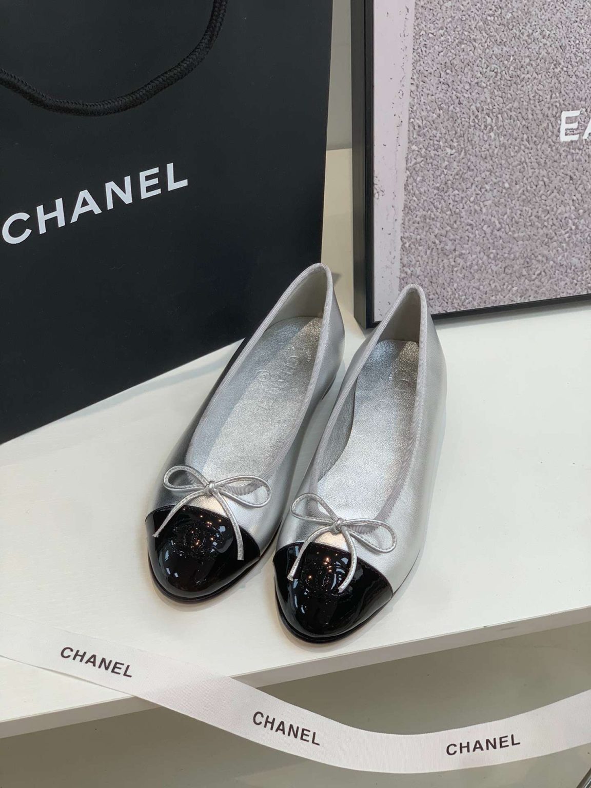 Chanel Ballet Flats Silver For Women