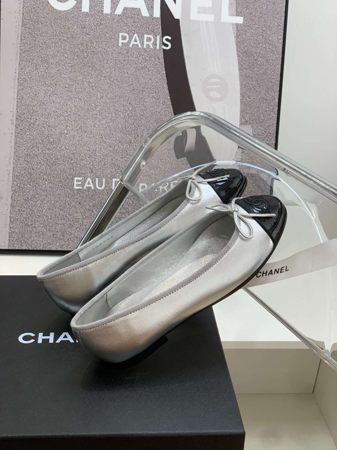 Chanel Ballet Flats Silver For Women