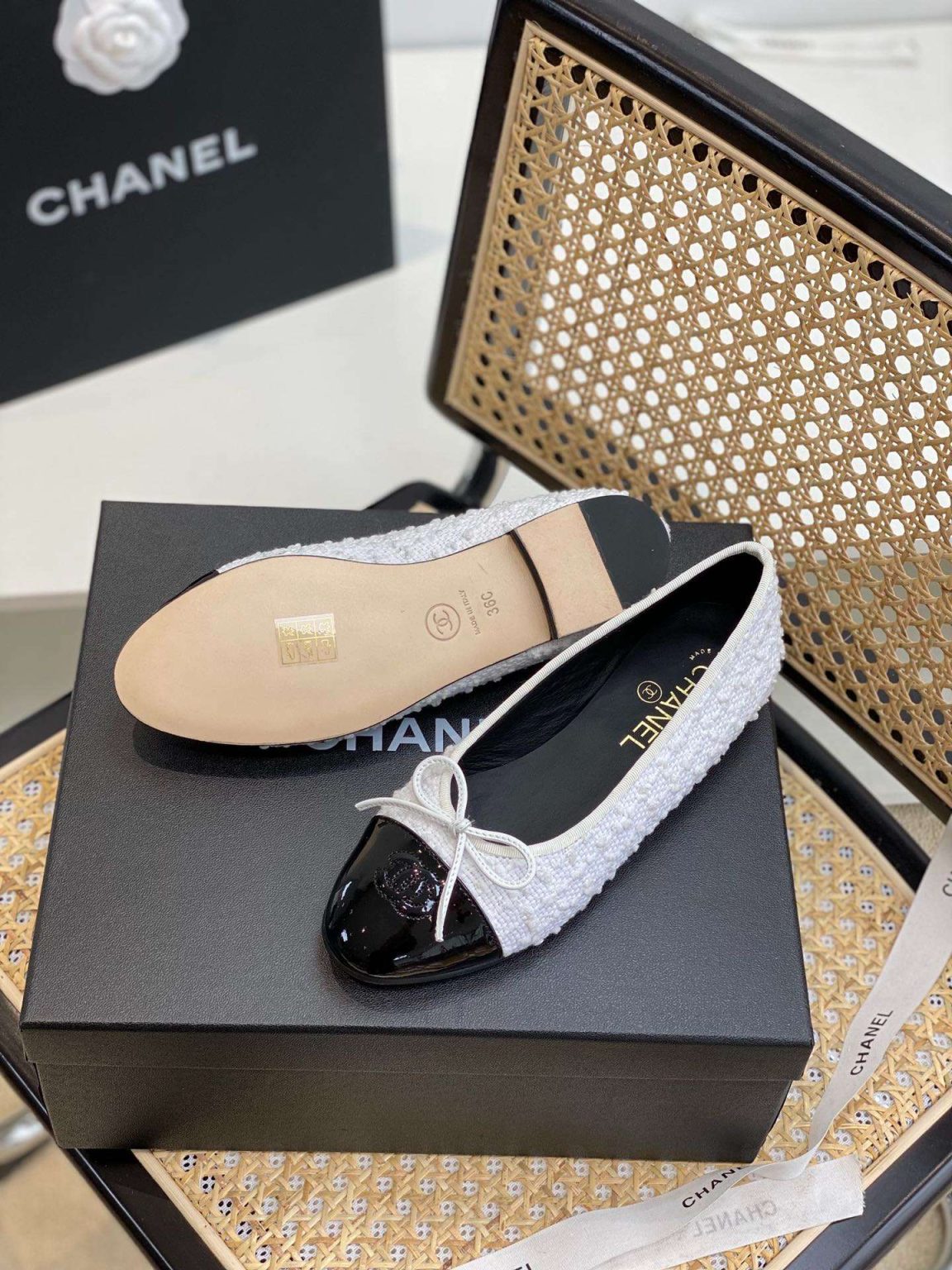 Chanel Ballet Flats White For Women