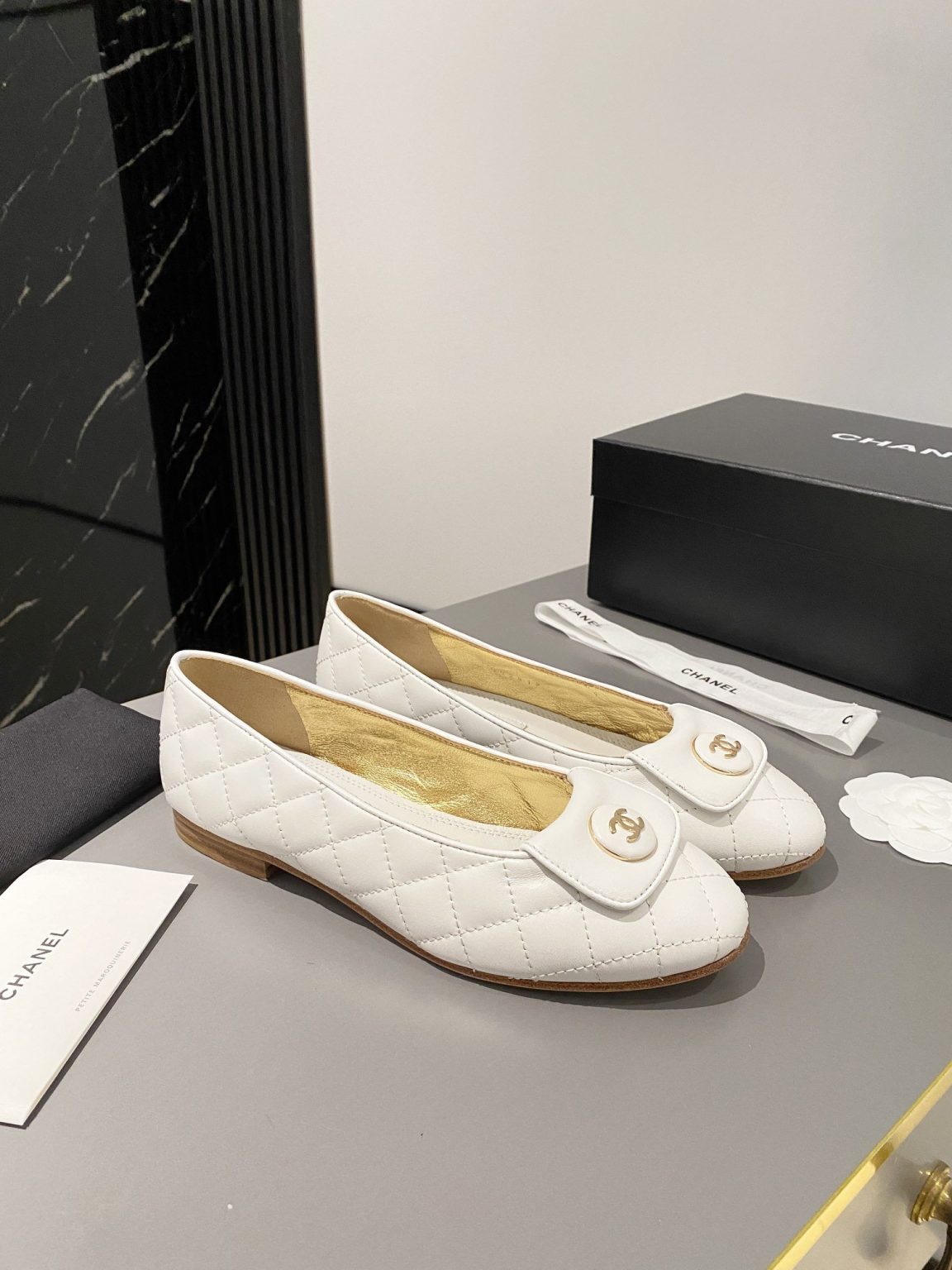 Chanel Ballet Flats White For Women