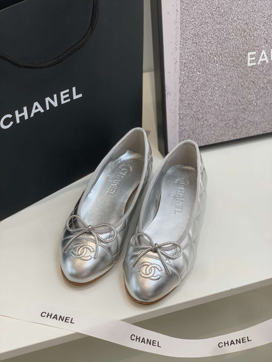 Chanel Ballet Flats Silver For Women