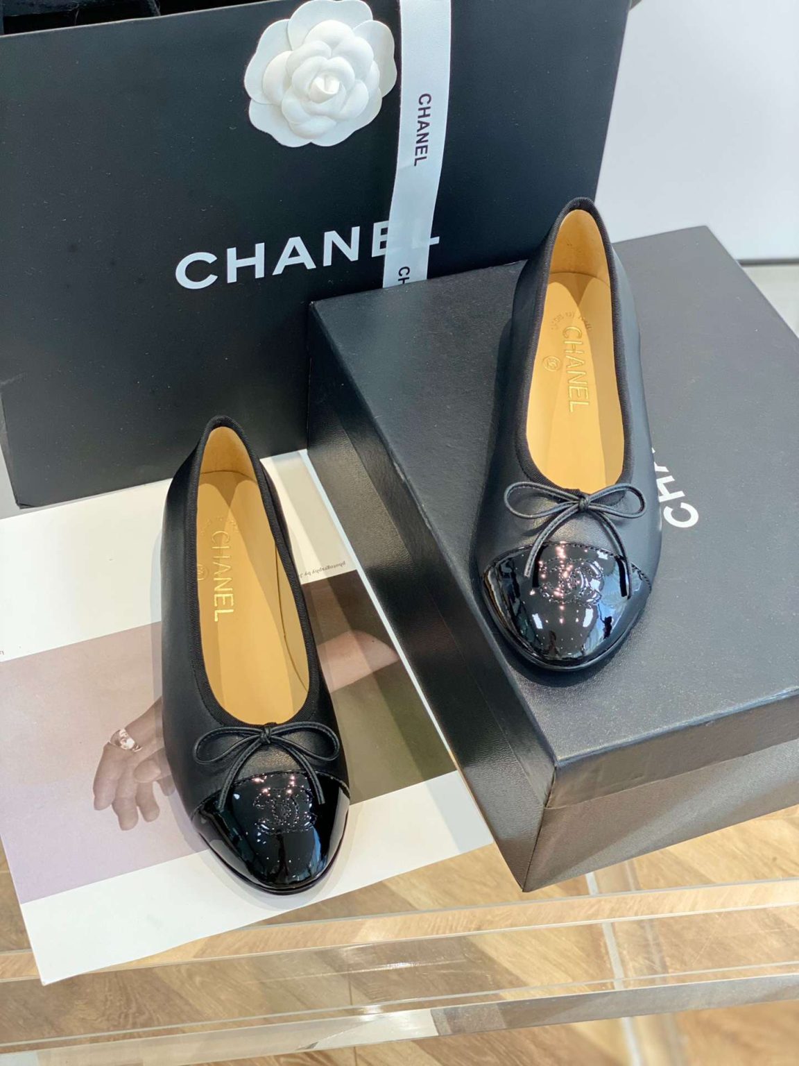 Chanel Ballet Flats Black For Women G02819 Y01552 94305