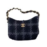 Chanel CC Hobo Bag Black For Women 24cm / 9.4in AS3562