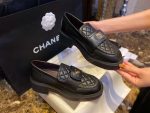 Chanel CC Turn-ock On Trap Heel Loafer Black For Women