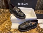 Chanel CC Turn-ock On Trap Heel Loafer Black For Women