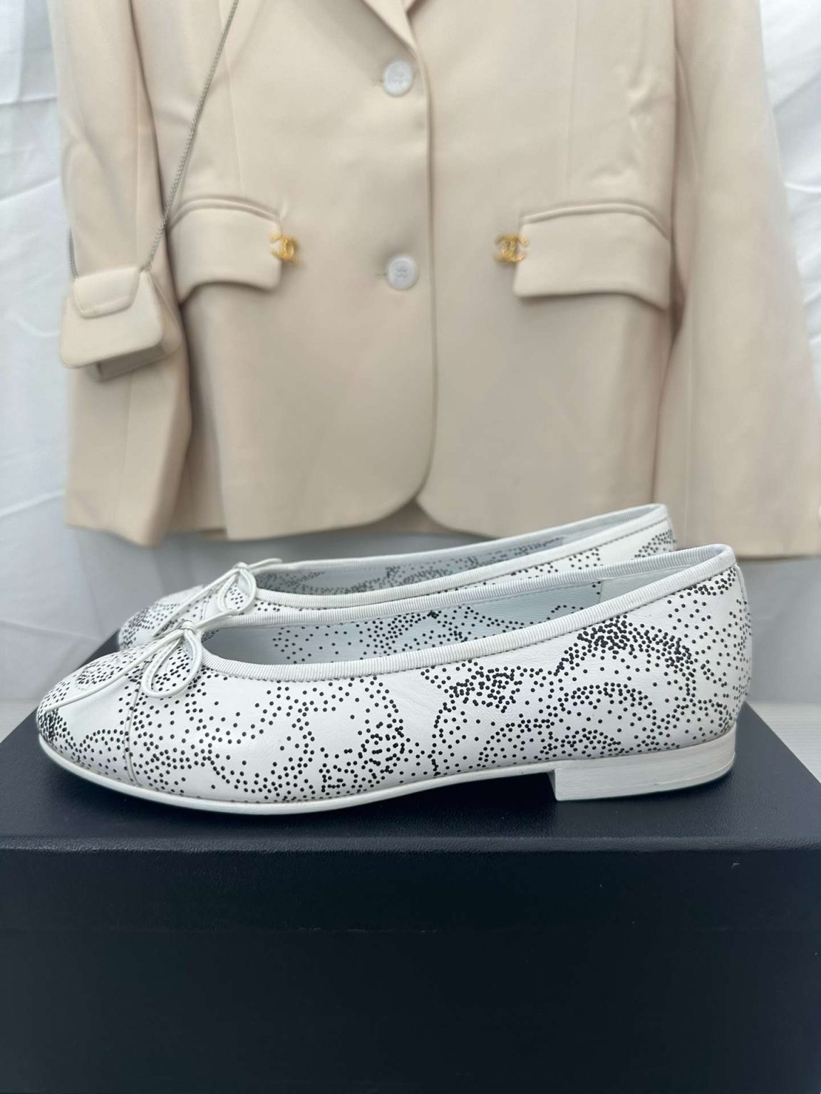 Chanel Cambon Ballet Flats White For Women