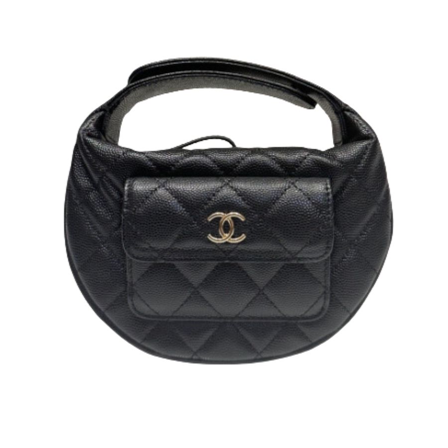 Chanel Caviar Quilted Mini Small Top Handle Bag White/Black For Women 16cm / 6.3in