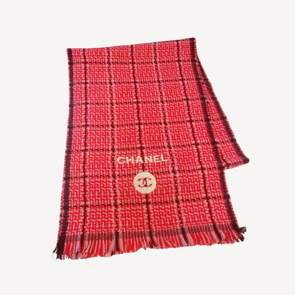 Chanel Classic Little Fragrance Style Pattern Scarf Red For Women