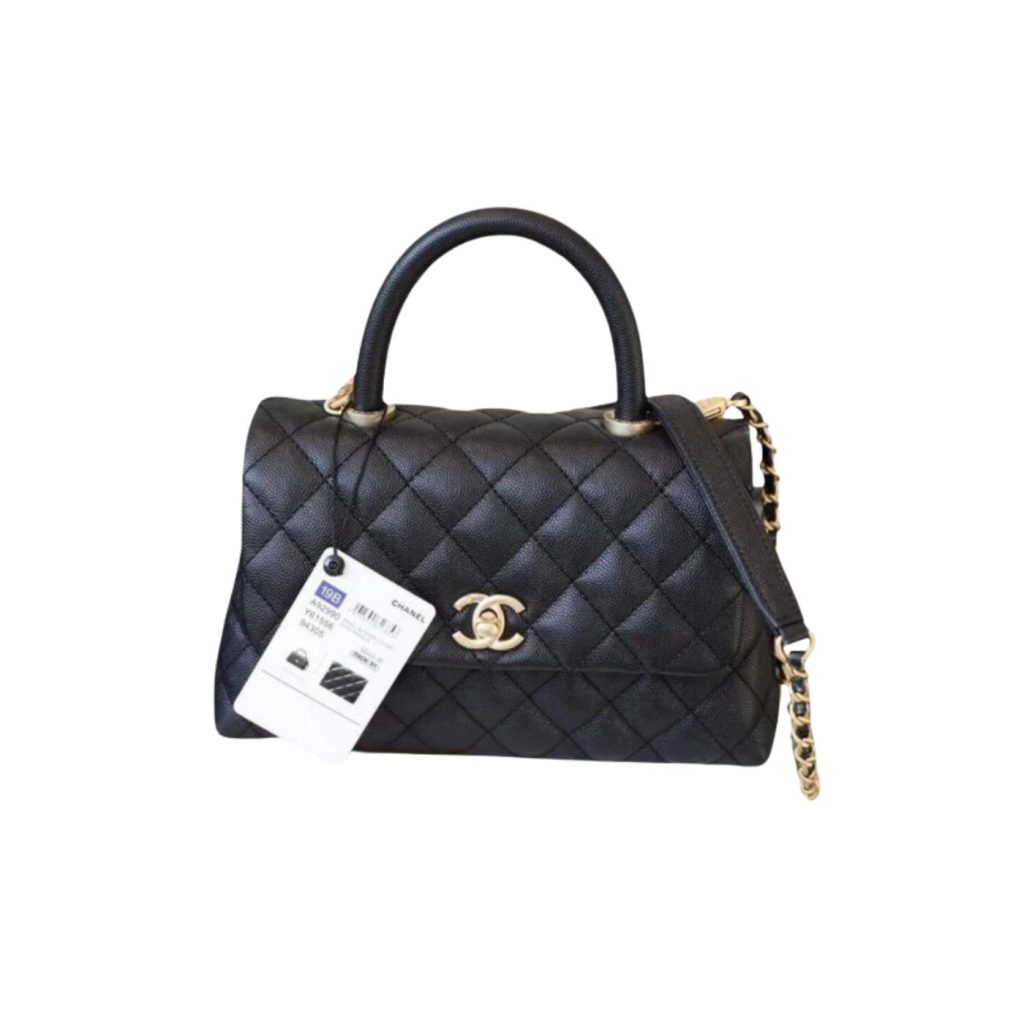 Chanel Coco With Top Handle Bag Black For Women 9.4in/24cm