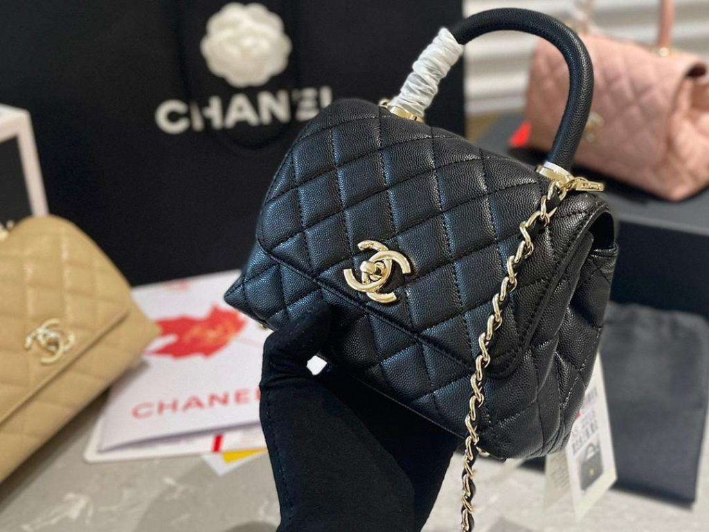 Chanel Coco With Top Handle Bag Black For Women 9.4in/24cm