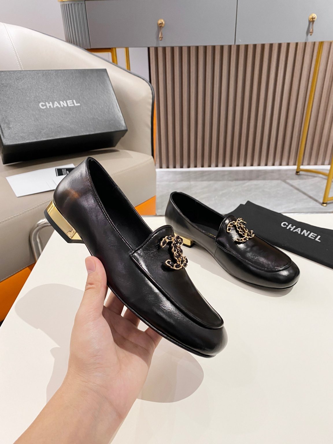 Chanel Colorful Double C Logo Loafers Black For Women