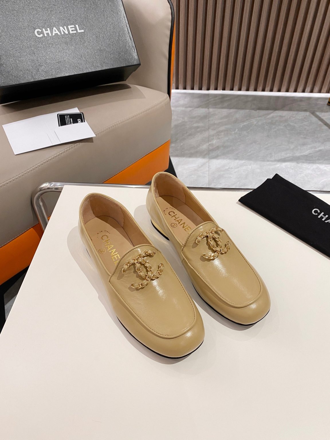 Chanel Colorful Double C Logo Loafers Brown For Women