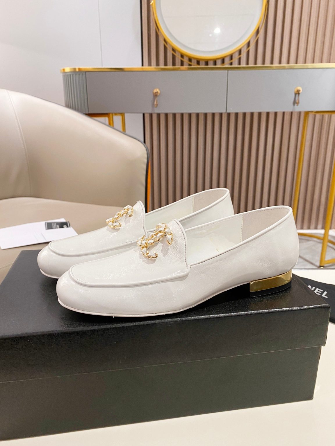 Chanel Colorful Double C Logo Loafers White For Women