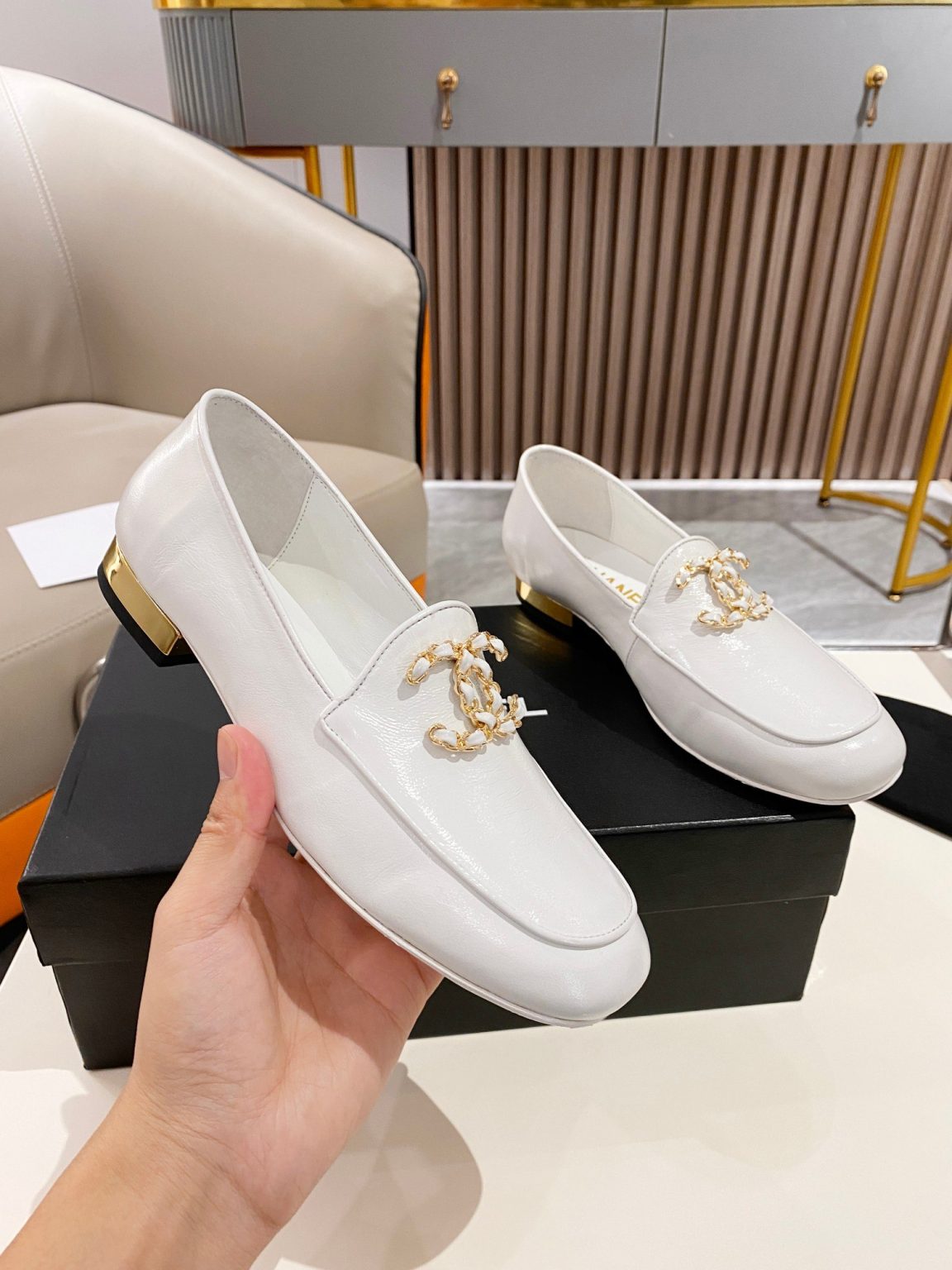 Chanel Colorful Double C Logo Loafers White For Women