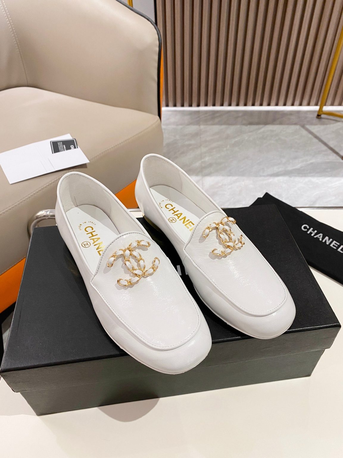 Chanel Colorful Double C Logo Loafers White For Women