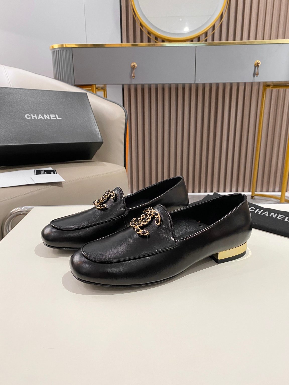 Chanel Colorful Double C Logo Loafers Black For Women