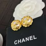 Chanel Double C-Shaped Round Pearl Earrings Gold For Women