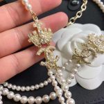 Chanel Double Pearl Crown Necklace White For Women