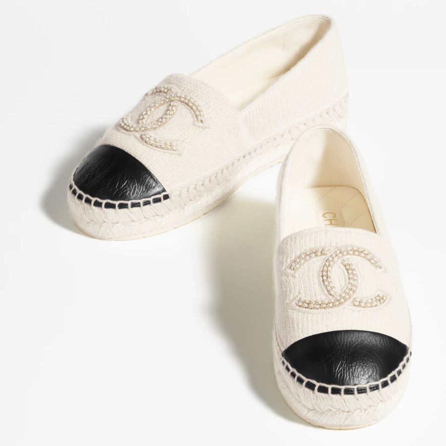 Chanel Espadrilles Ivory And Black For Women- G45849 B17565 NZB75