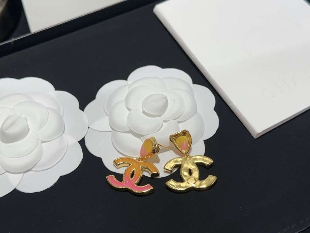 Chanel Enamel Earrings Yellow For Women