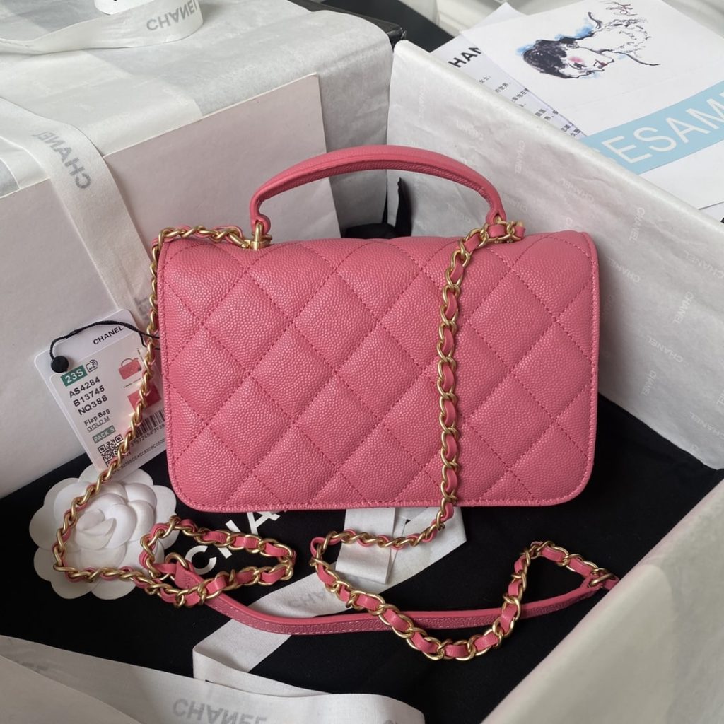 Chanel Flap Bag Black/Pink/White For Women 20cm / 7.9in