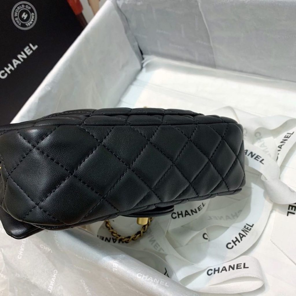 Chanel Flap Bag With CC Ball On Strap Black For Women 7.8in/20cm AS1787