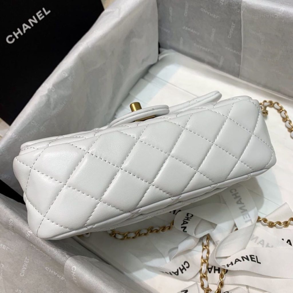 Chanel Flap Bag With CC Ball On Strap White For Women 7.8in/20cm AS1787