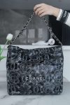 Chanel Flower Patterns Casual Style Logo Handbags Black For Women 37cm / 14.5in AS3261 B14797 NS806