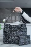 Chanel Flower Patterns Casual Style Logo Handbags Black For Women 37cm / 14.5in AS3261 B14797 NS806