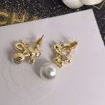 Chanel Flower Pearl Earrings White For Women