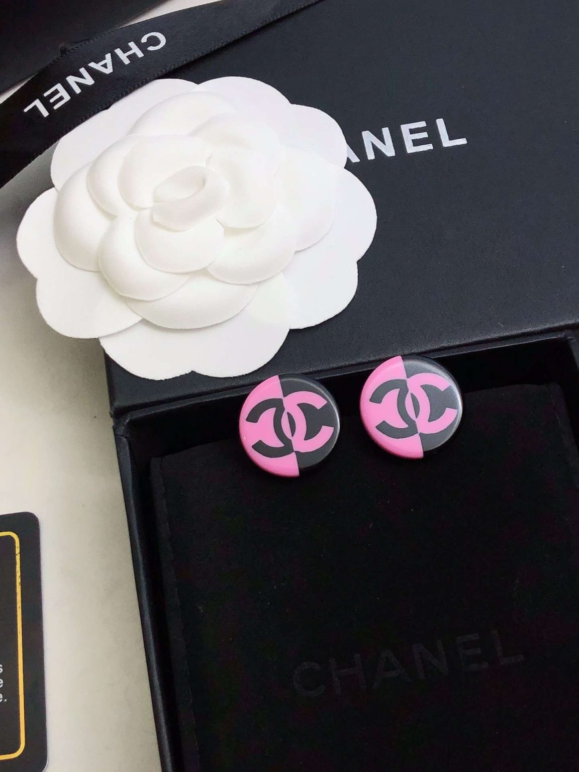 Chanel Fragrant Acrylic Block Earrings Pink For Women