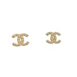 Chanel Fragrant Double C Pearl Earrings Gold For Women