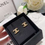 Chanel Fragrant Double C Pearl Earrings Gold For Women