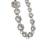 Chanel Half Bead Choker Necklace Silver For Women