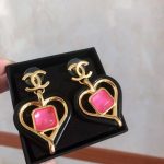 Chanel Heart Earrings Pink For Women