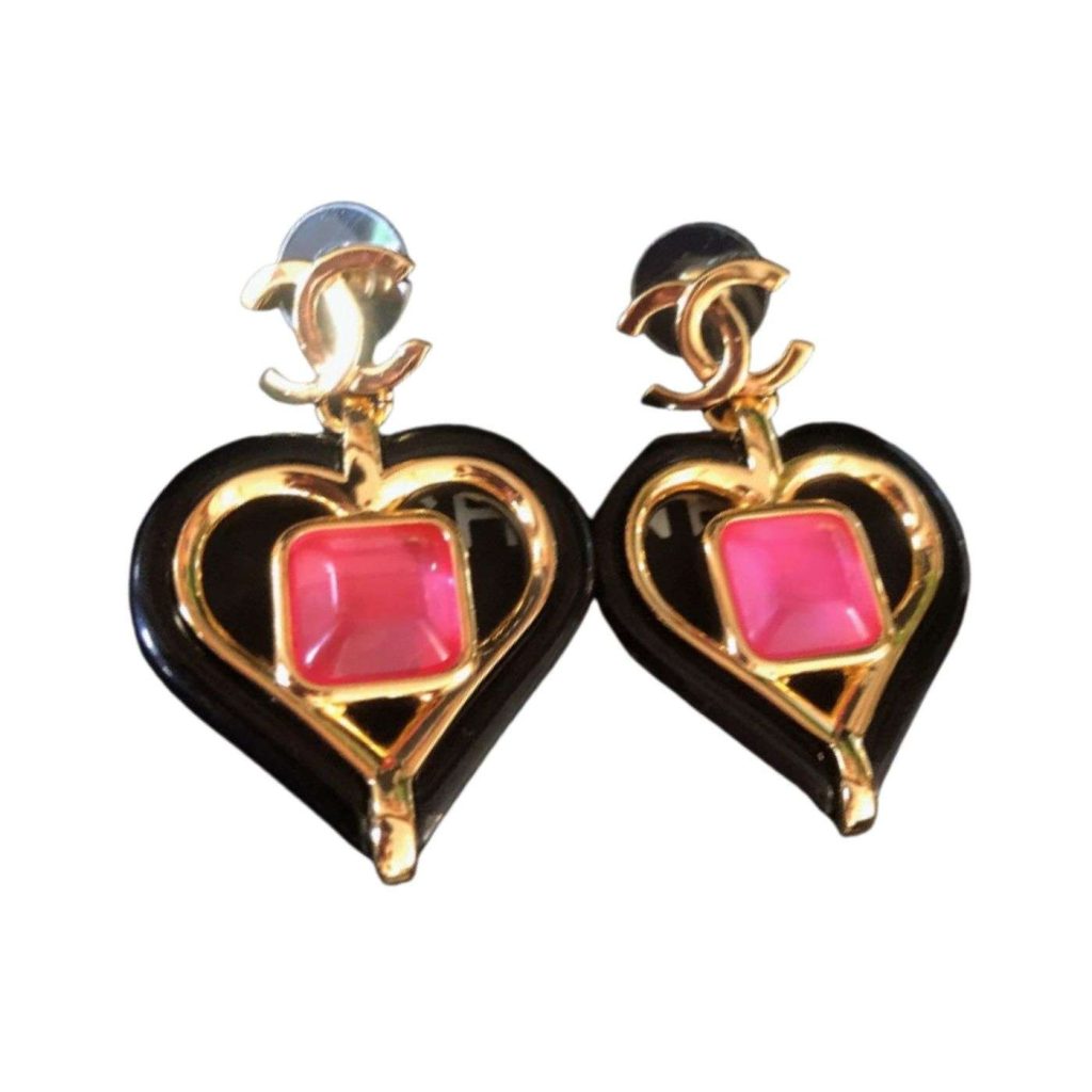 Chanel Heart Earrings Pink For Women