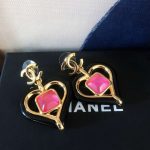 Chanel Heart Earrings Pink For Women