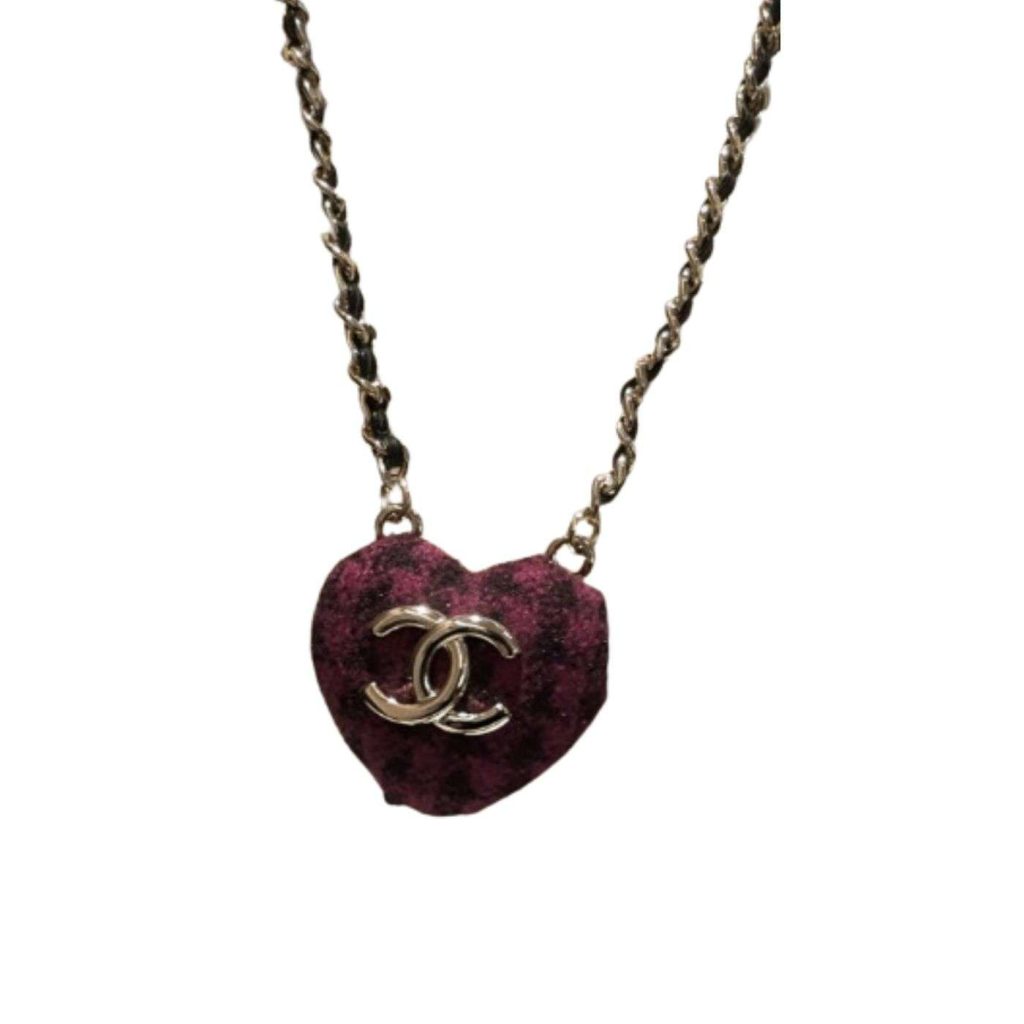 Chanel Heart Mirror Necklaces Pink For Women