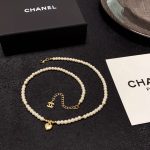 Chanel Heart Pearl Necklace White For Women