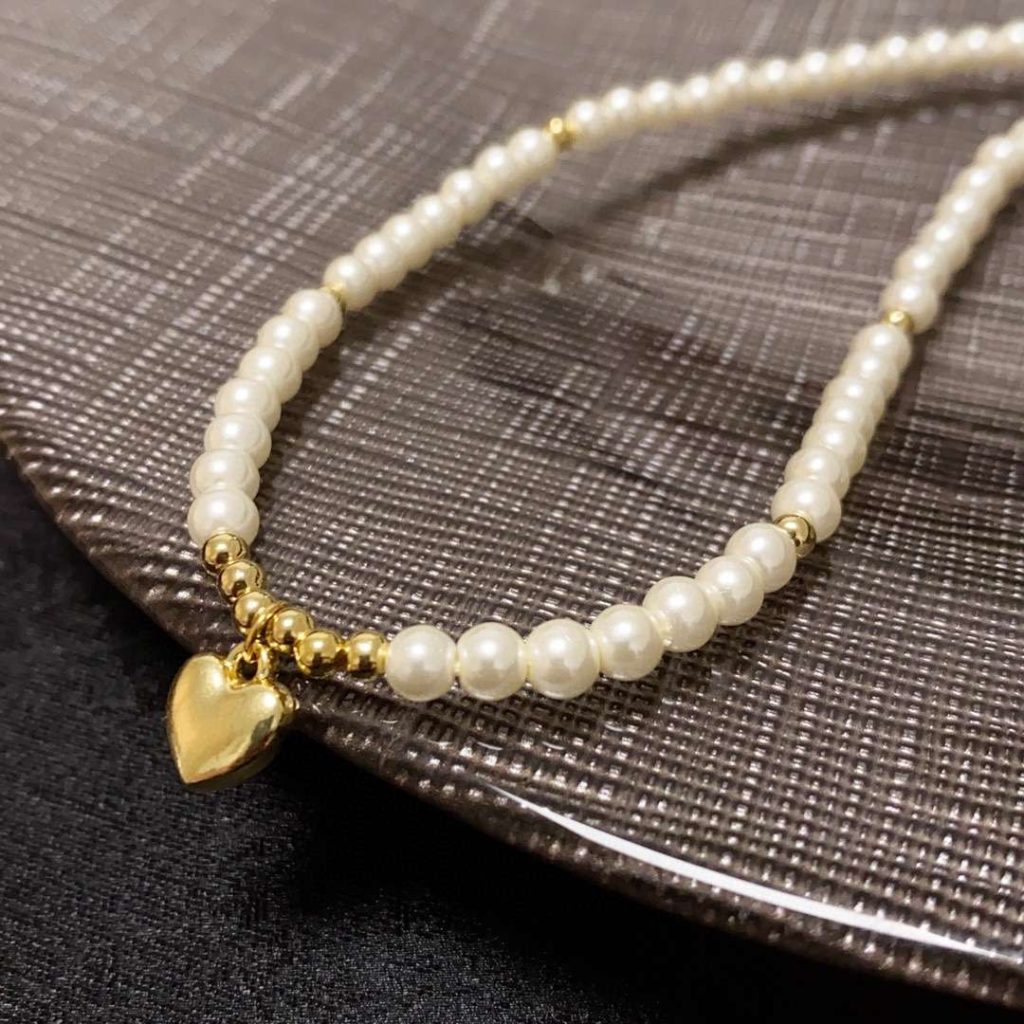 Chanel Heart Pearl Necklace White For Women