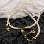 Chanel Heart Pearl Necklace White For Women