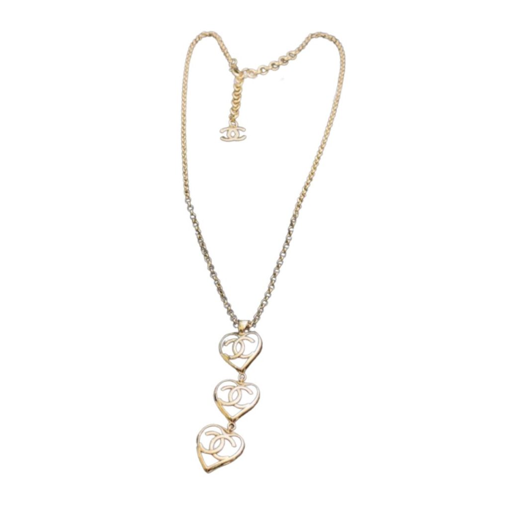 Chanel Hollow C Heart-Shaped Necklace Gold For Women