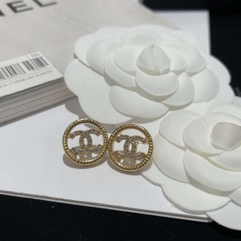 Chanel Hollow Earrings Gold For Women