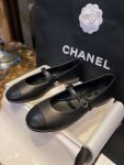 Chanel Interlocking CC Logo Mary Jane Flats Black For Women