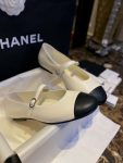 Chanel Interlocking CC Logo Mary Jane Flats White For Women